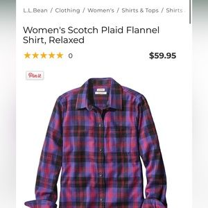 LL Bean button down Flannel - purple, red, black